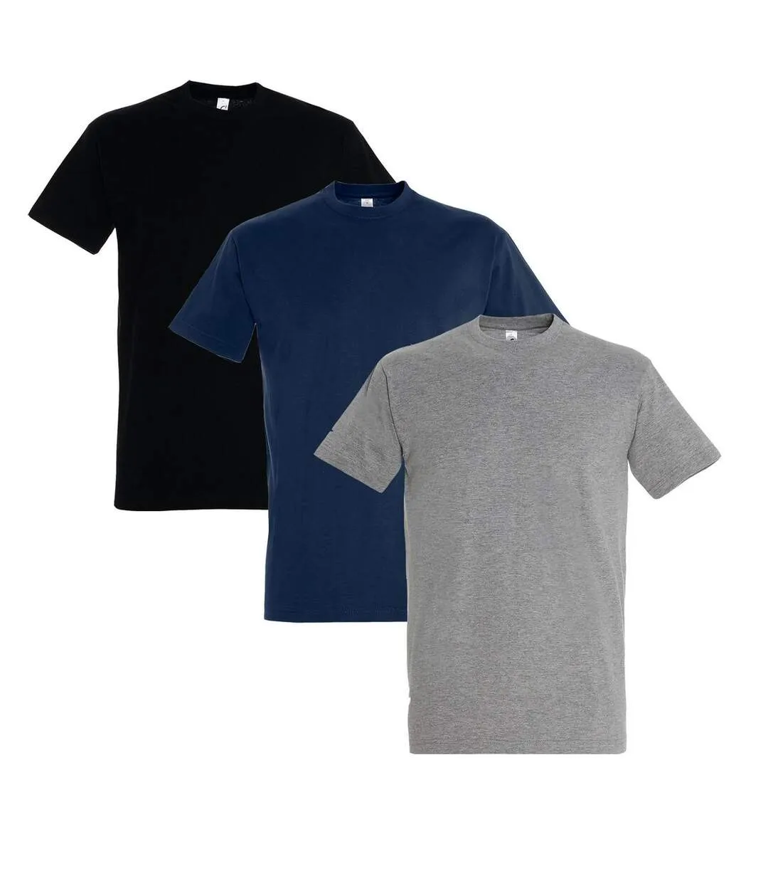 3 short sleeve t-shirts for men - black gray navy.