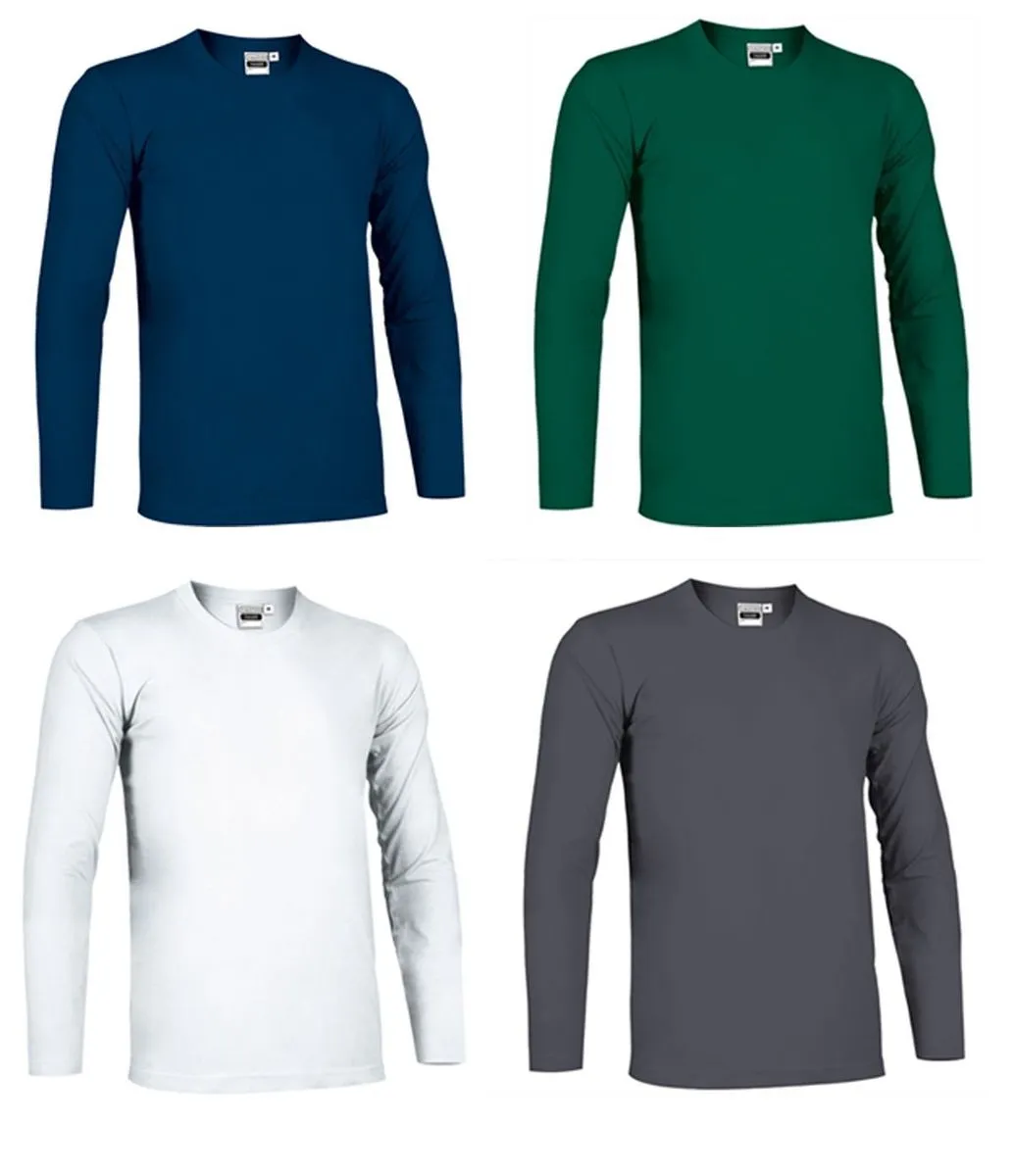 4 Long Sleeve Men's T-Shirts - White Green Blue Gray