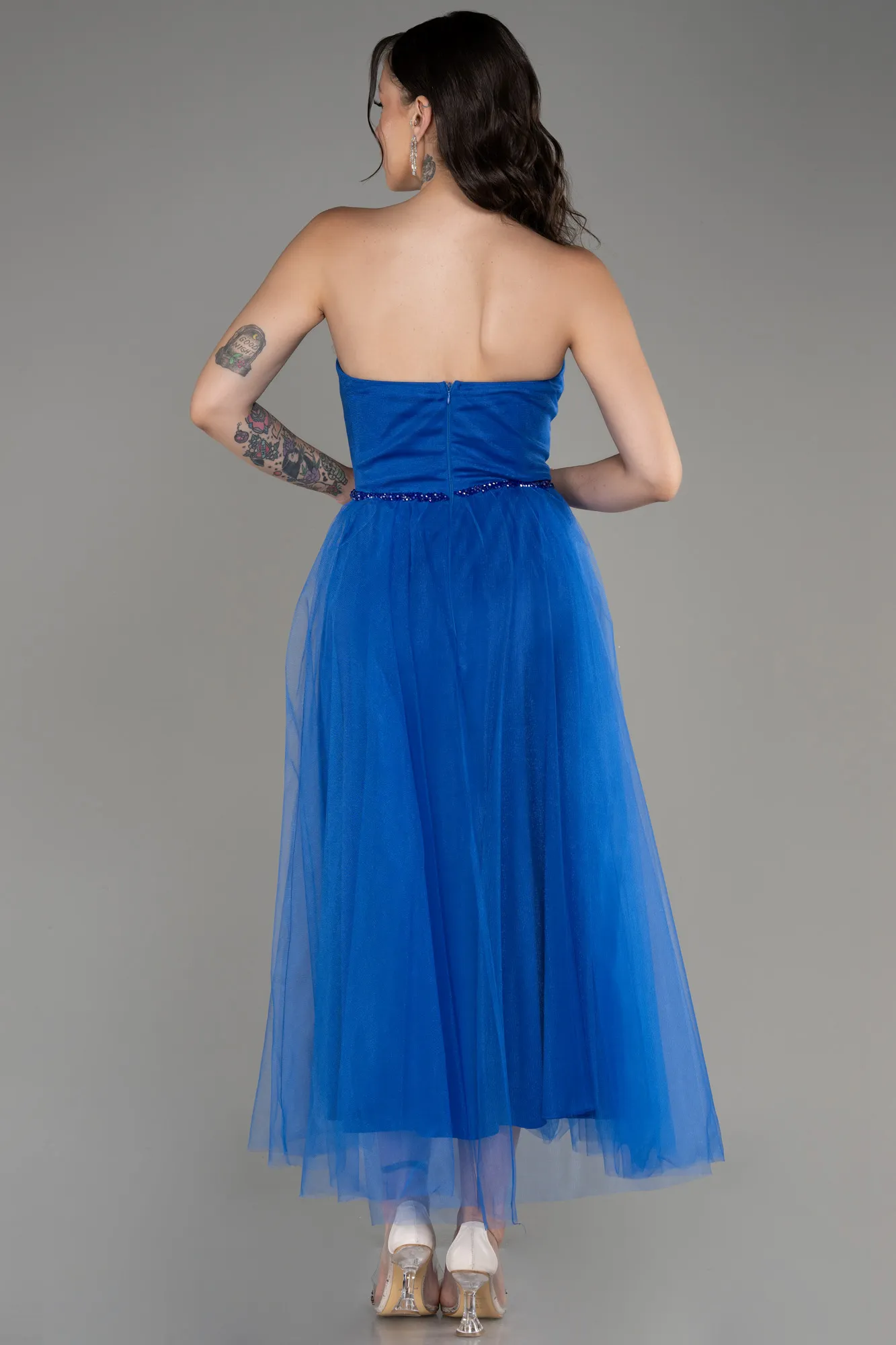 ABK2099 Blue Saxe Midi Ceremony Dress