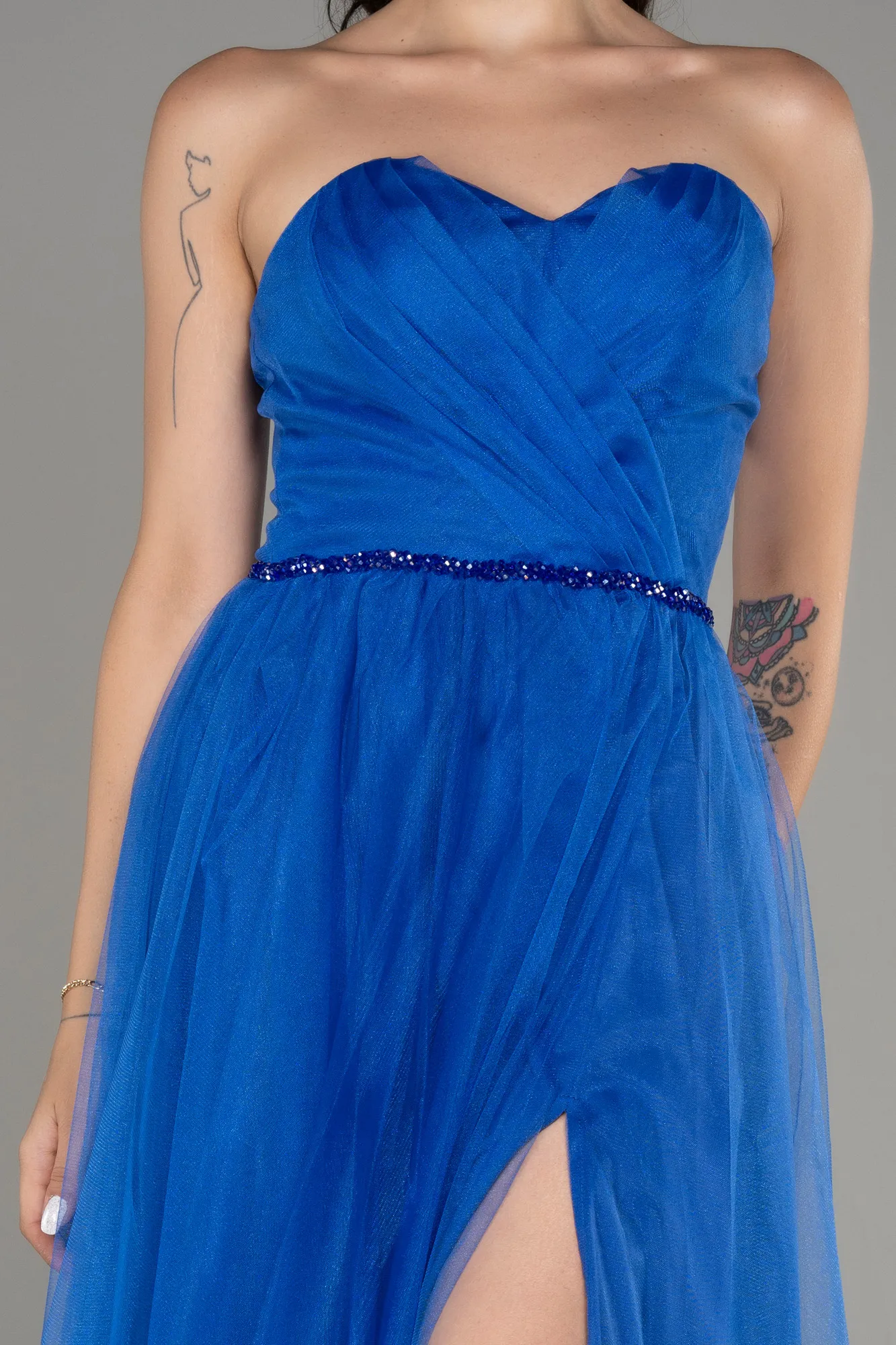 ABK2099 Blue Saxe Midi Ceremony Dress