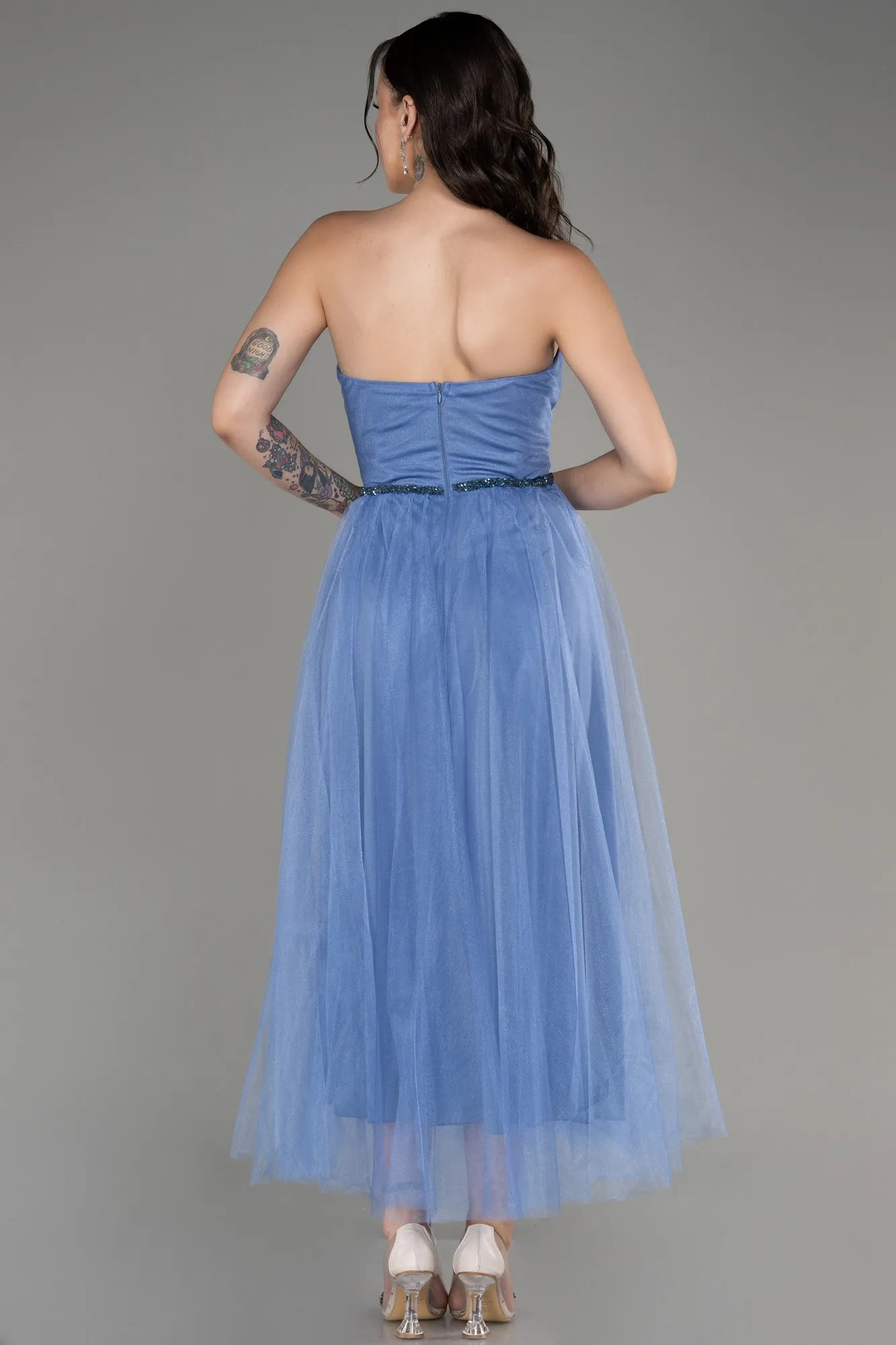 ABK2099 Blue Saxe Midi Ceremony Dress