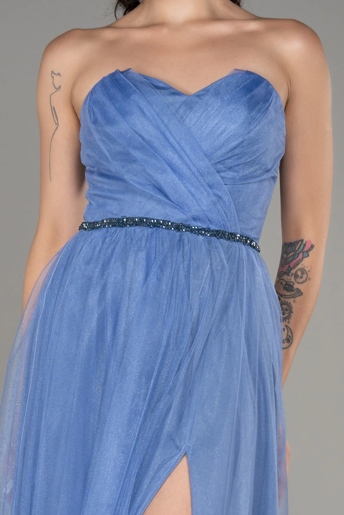 ABK2099 Blue Saxe Midi Ceremony Dress