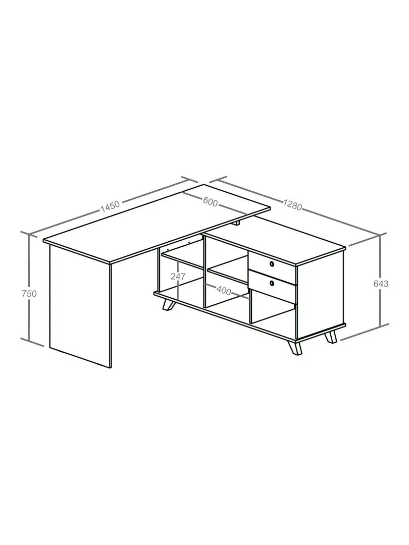 Angle Office Desk - AKITEN RETAIL - White Brown