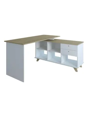 Angle Office Desk - AKITEN RETAIL - White Brown