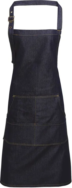 Apron with bib - PR126 - indigo denim blue