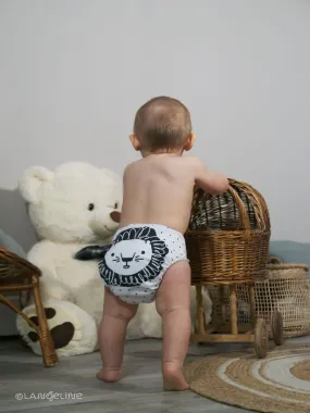 Baby Bath Towel - Lion Design - Langeline - White Black