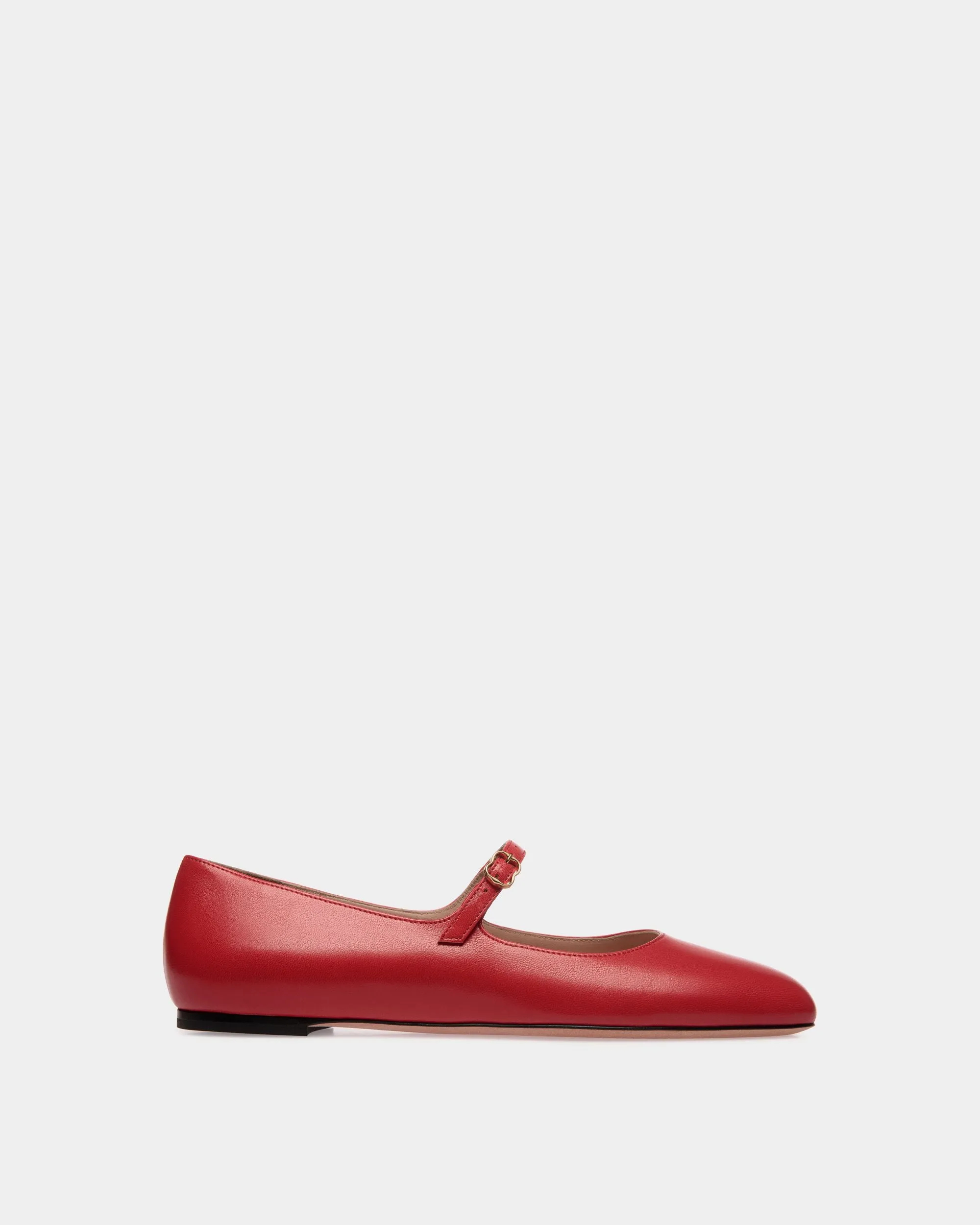 Ballyrina Candy Red Leather Flat Shoes