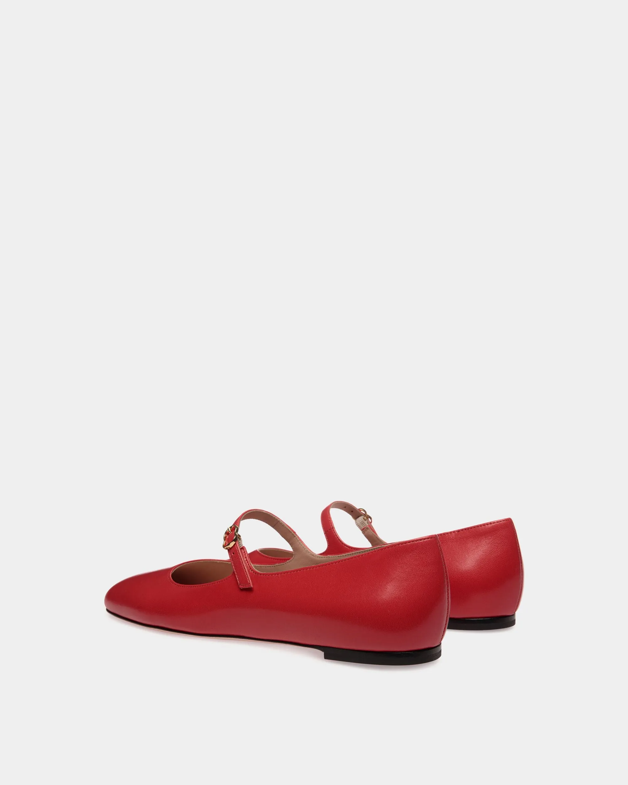 Ballyrina Candy Red Leather Flat Shoes