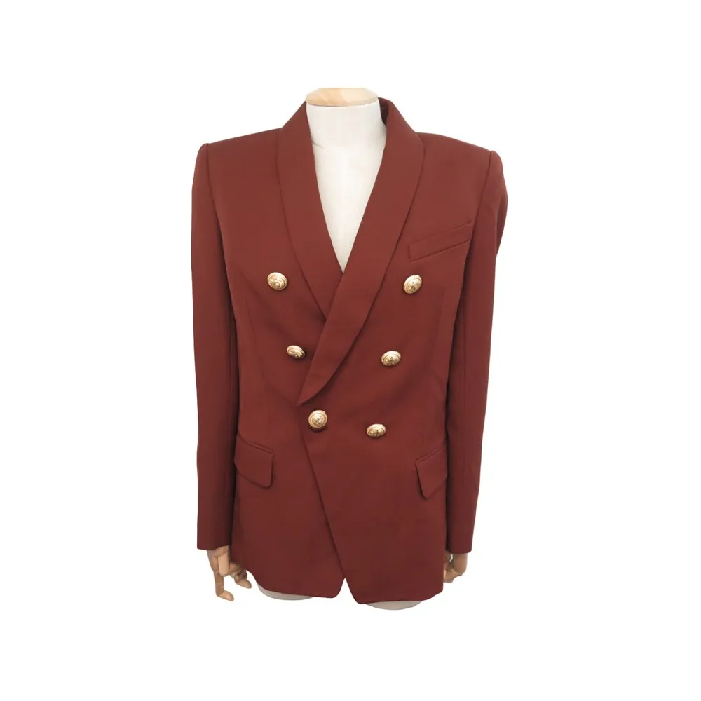 Balmain lion head double-breasted blazer - 117243167L