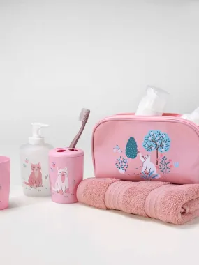 Bathroom Accessories Set 4 Pieces Cute Kitten Design - Pink