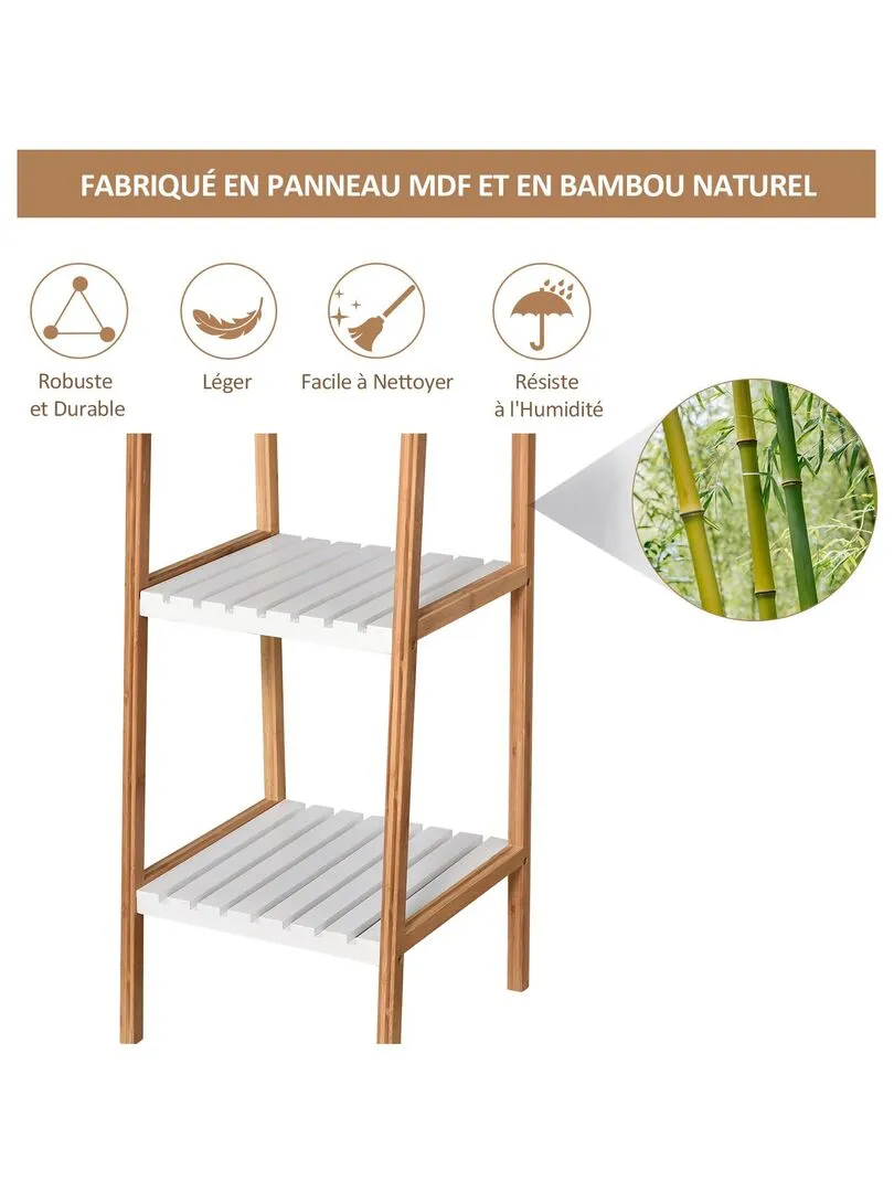 Bathroom Bamboo 4-Tier White Pine Wood Etagere - White