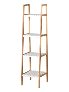 Bathroom Bamboo 4-Tier White Pine Wood Etagere - White