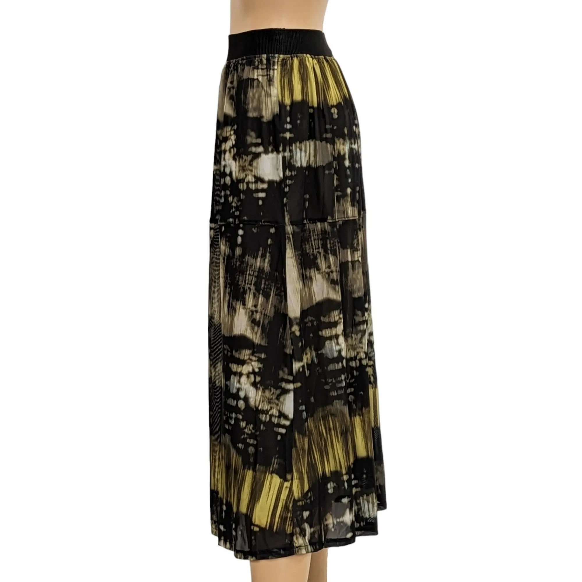 Betty Barclay Printed Khaki and Black Midi Skirt Size 42