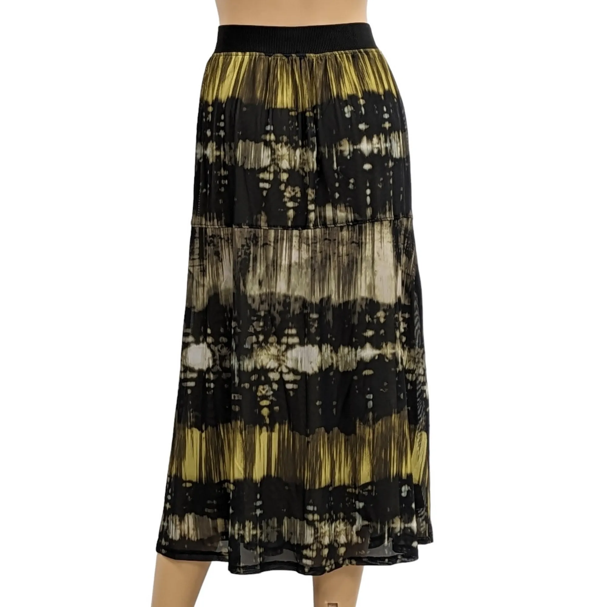 Betty Barclay Printed Khaki and Black Midi Skirt Size 42