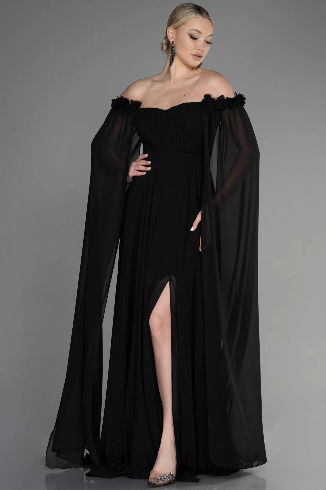 Black Chiffon Evening Gown ABU3462