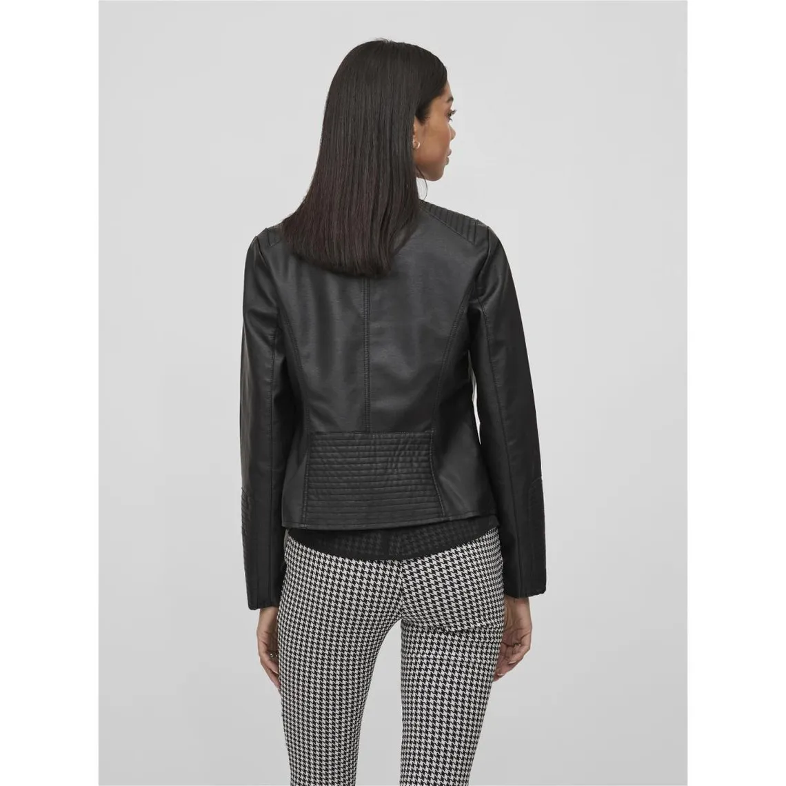 Black Faux Leather Biker Jacket with Biker Collar | 3 Suisses