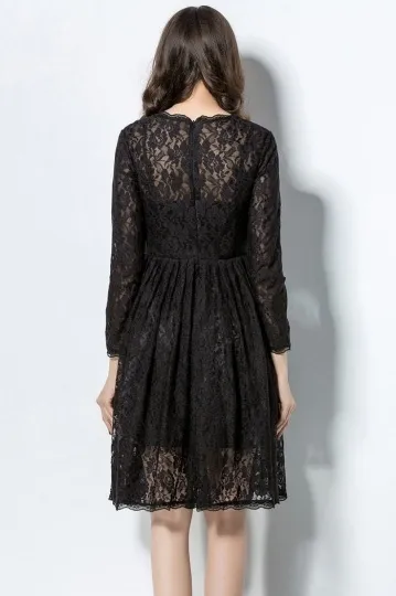 Black lace long sleeve evening gown for wedding party.