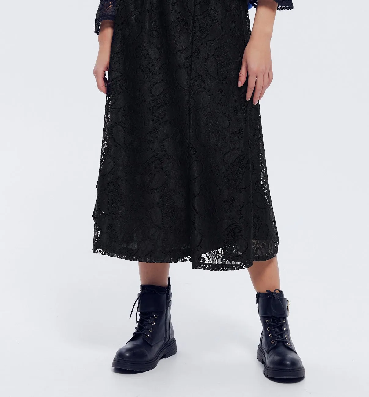 Black Lace Midi Skirt