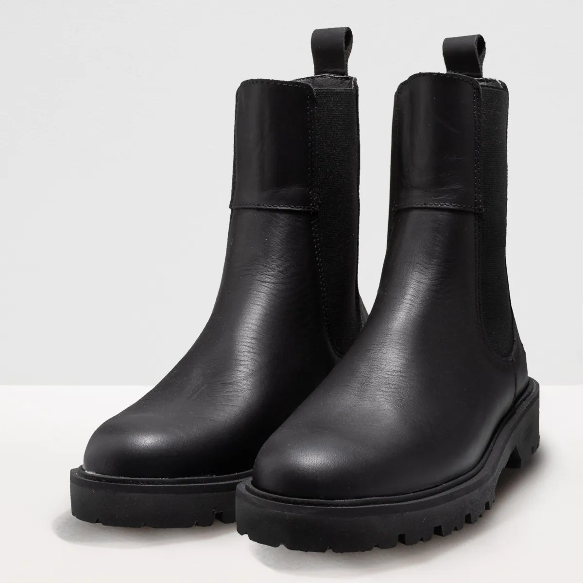 Black Leather Matte Chelsea Boots