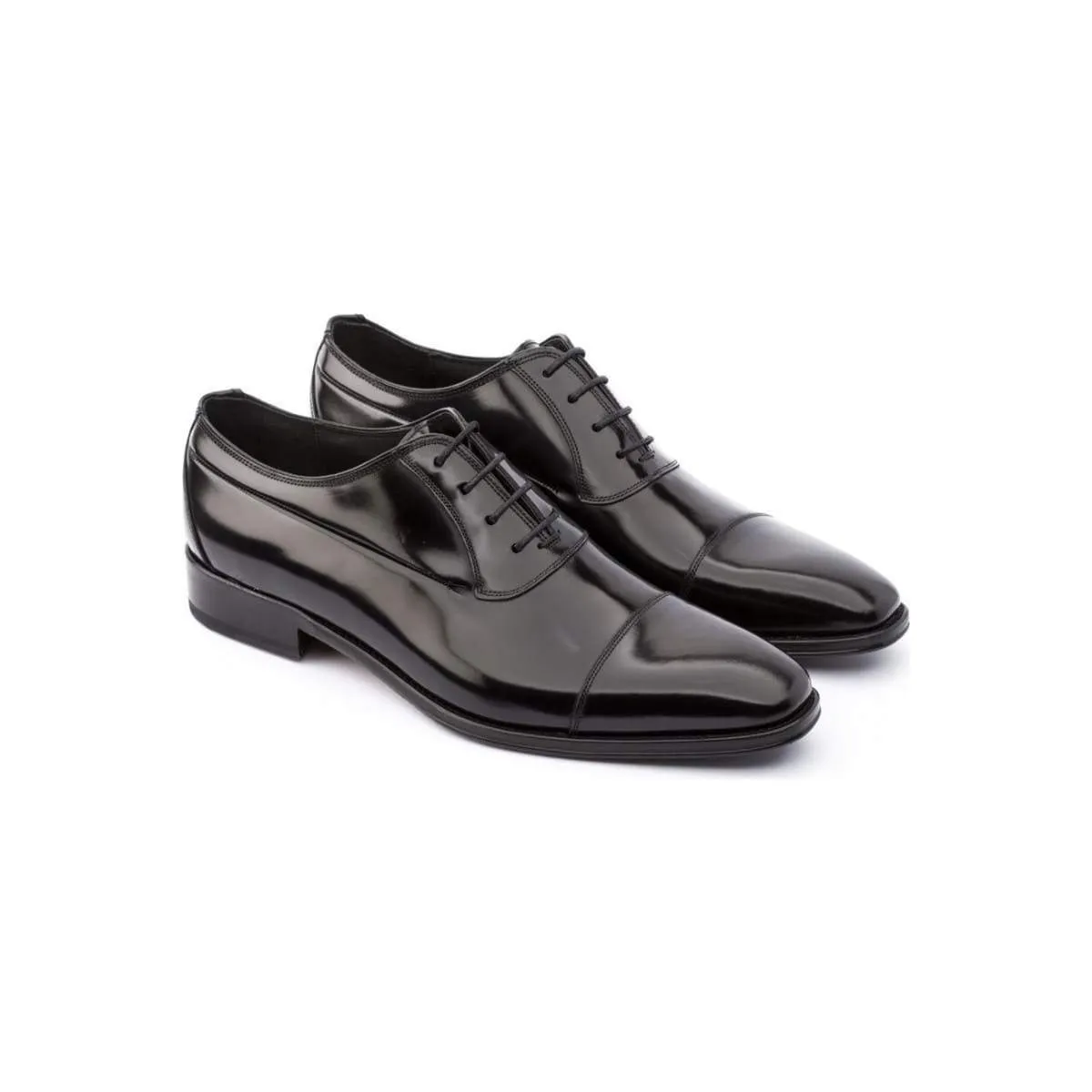 Black Leather Shiny Richelieu Shoes - Black