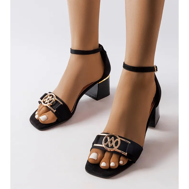 Black Sandals with Low Heel - Helmi Le Noir