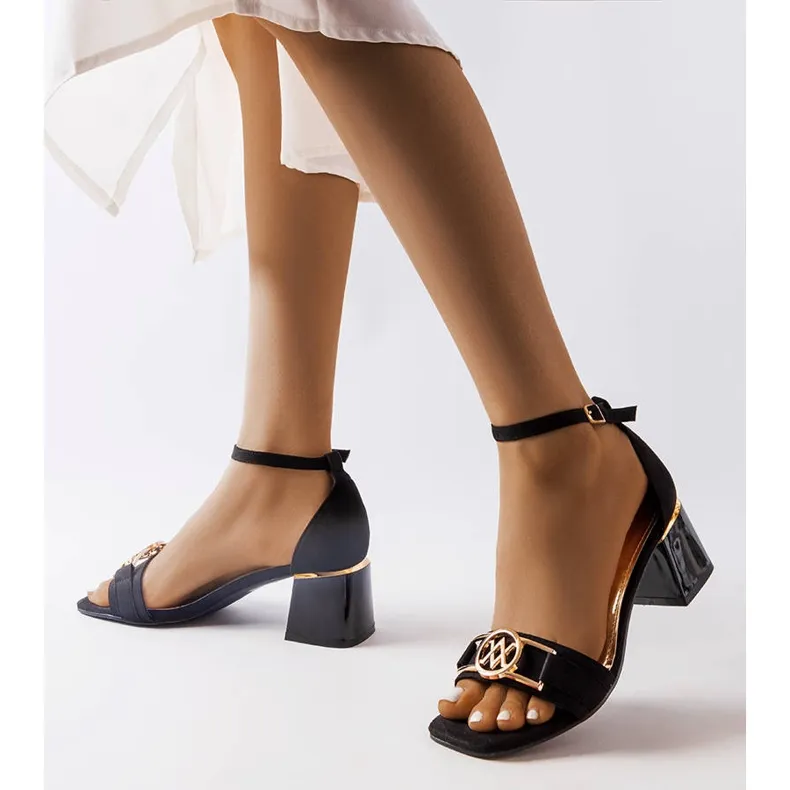 Black Sandals with Low Heel - Helmi Le Noir