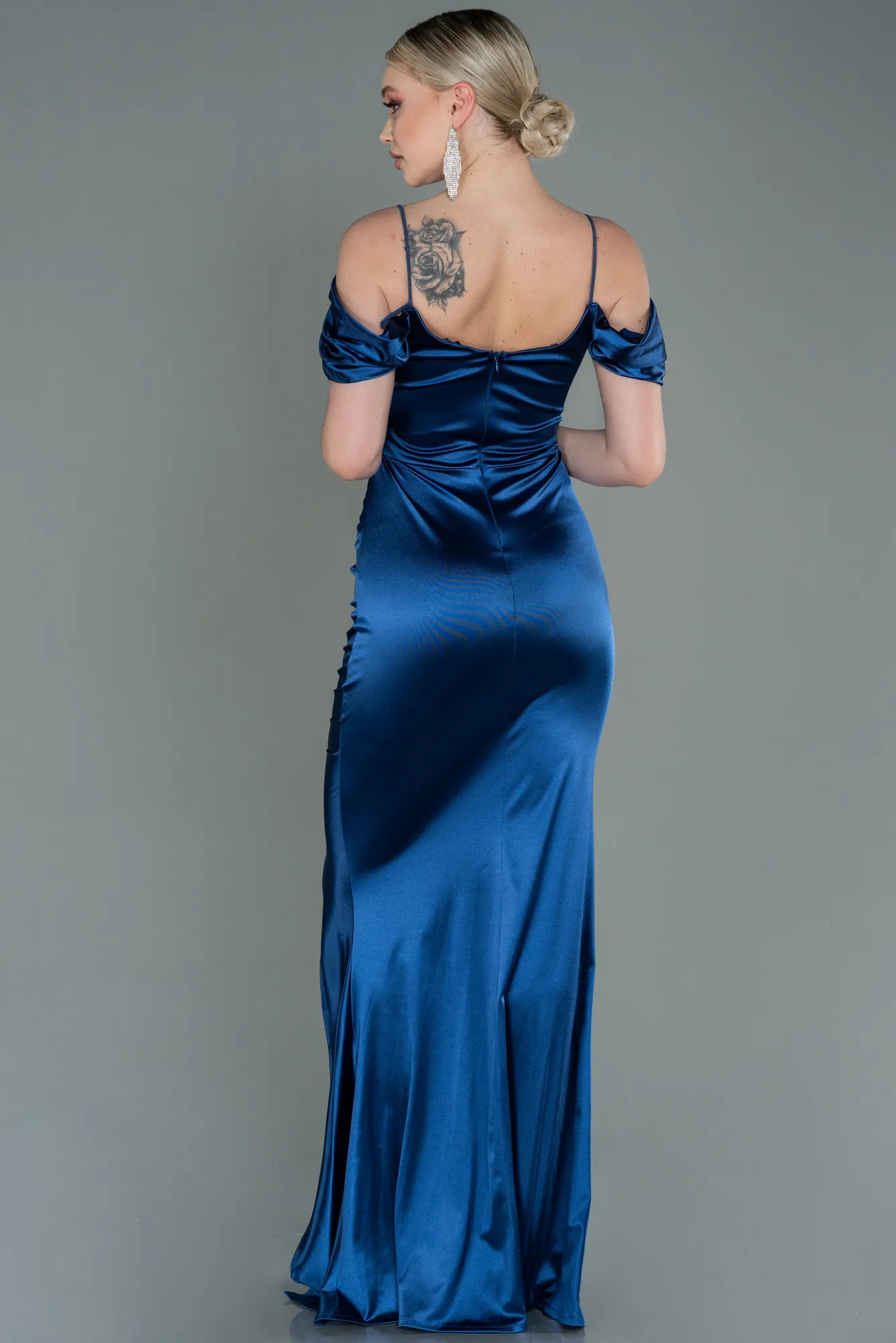 Black Satin Long Evening Dress ABU3139