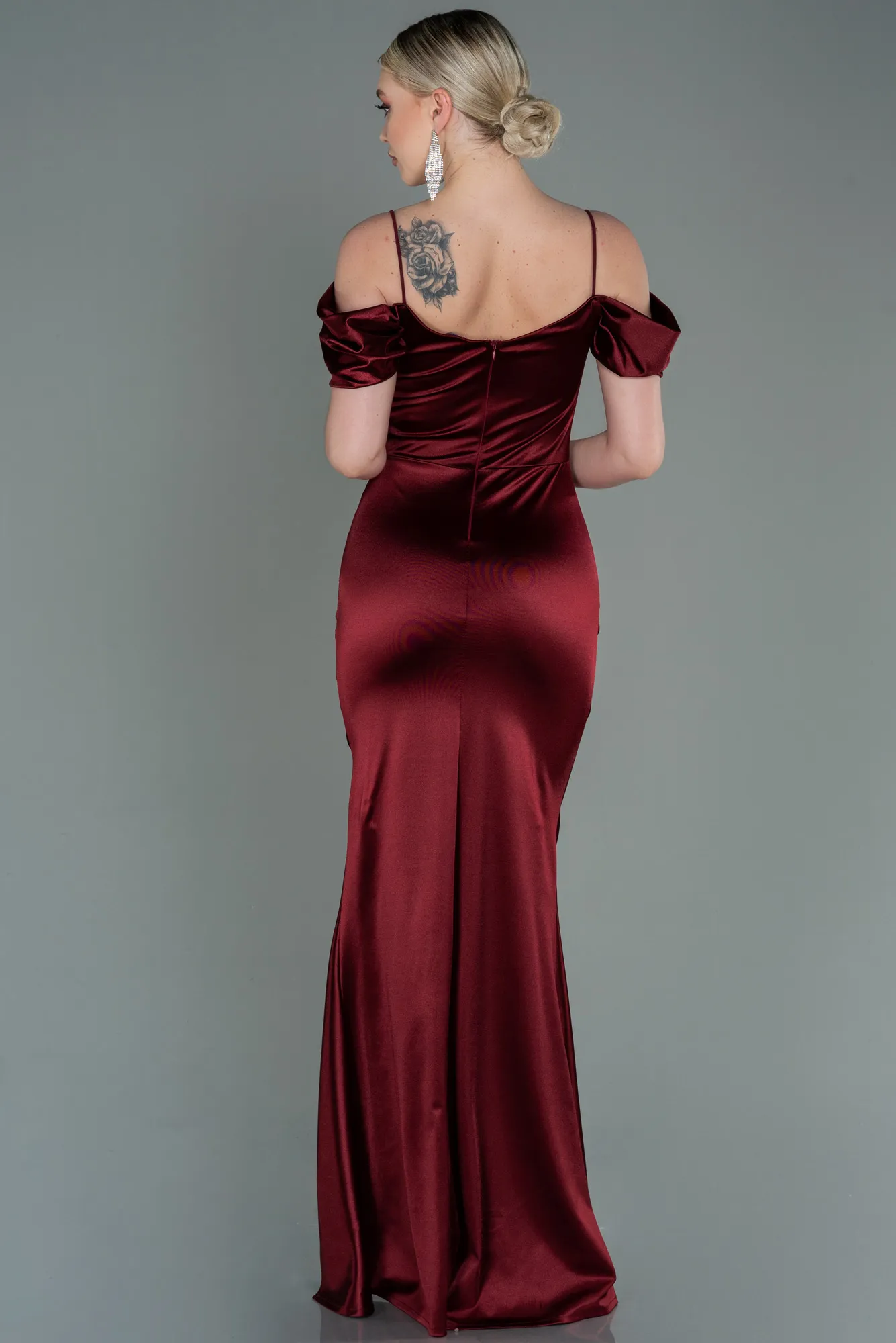 Black Satin Long Evening Dress ABU3139