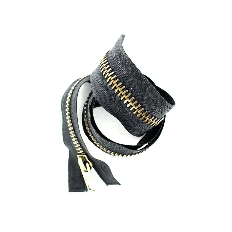 Black Separable Brass Motorcycle Zipper