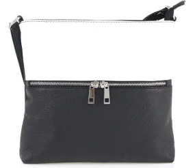 Black White Leather Crossbody Bag - (URL)