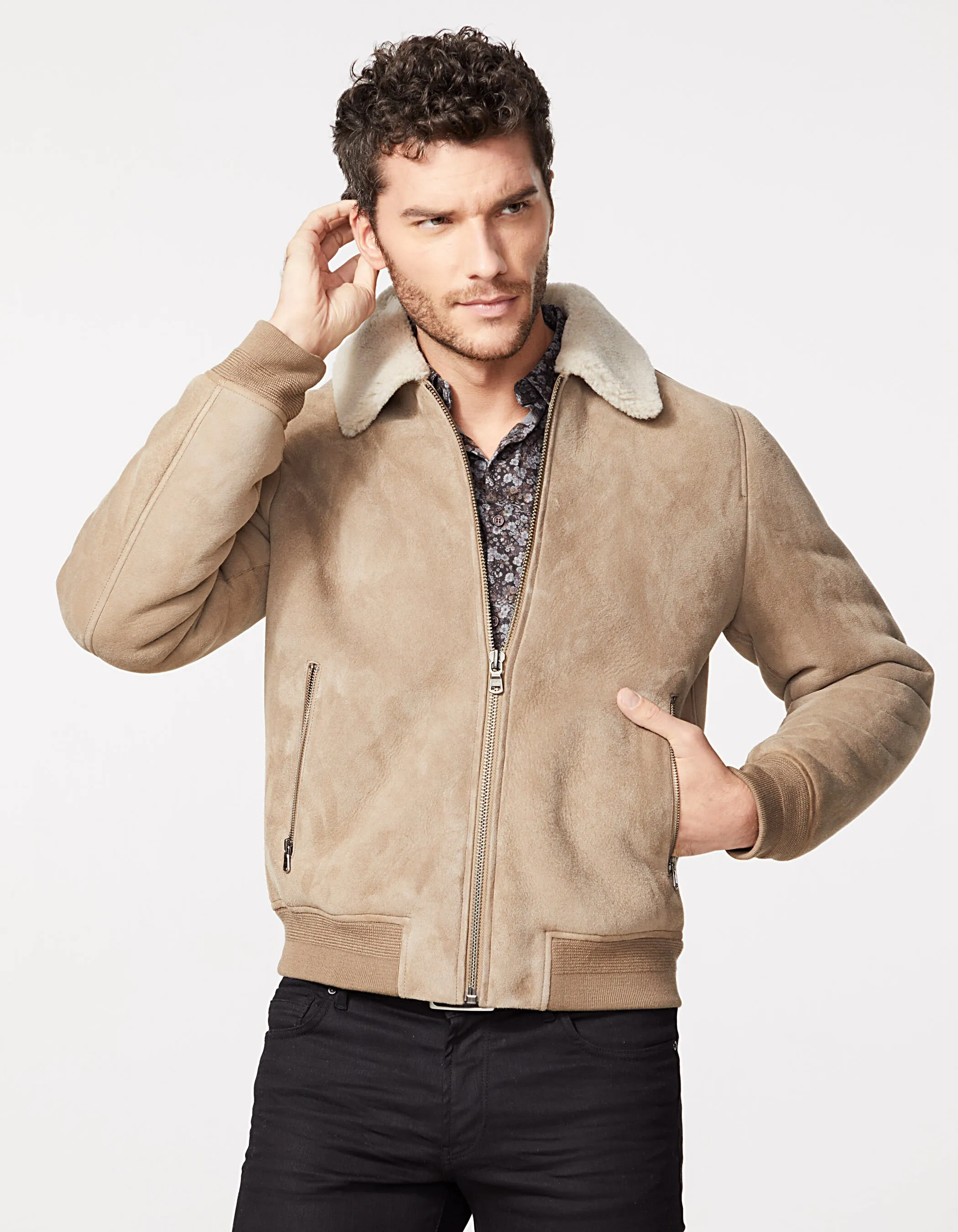 Men's Shearling Leather Jacket Mink Fur