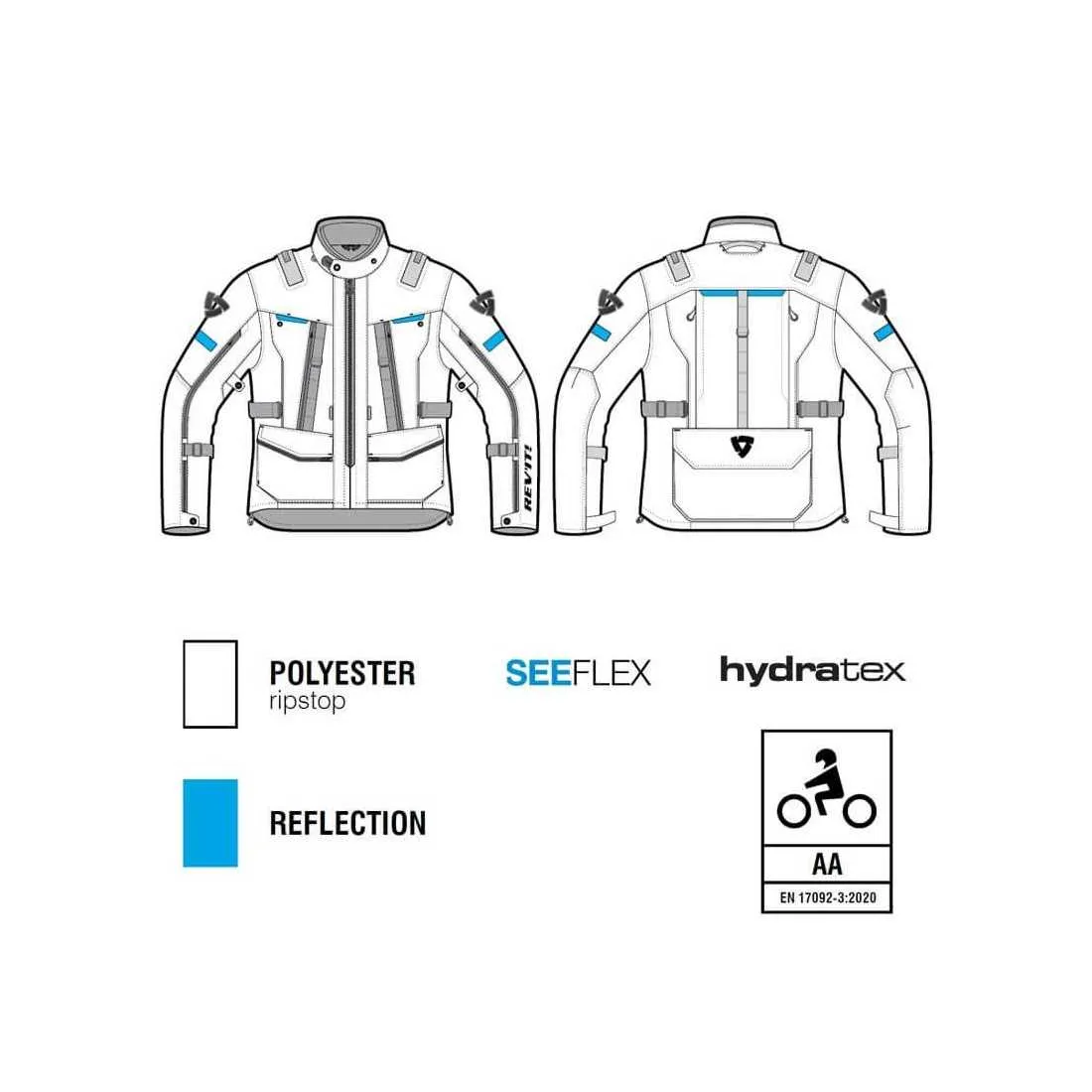 Revit Sand 4 H2O Silver Fluo Motorcycle Jacket