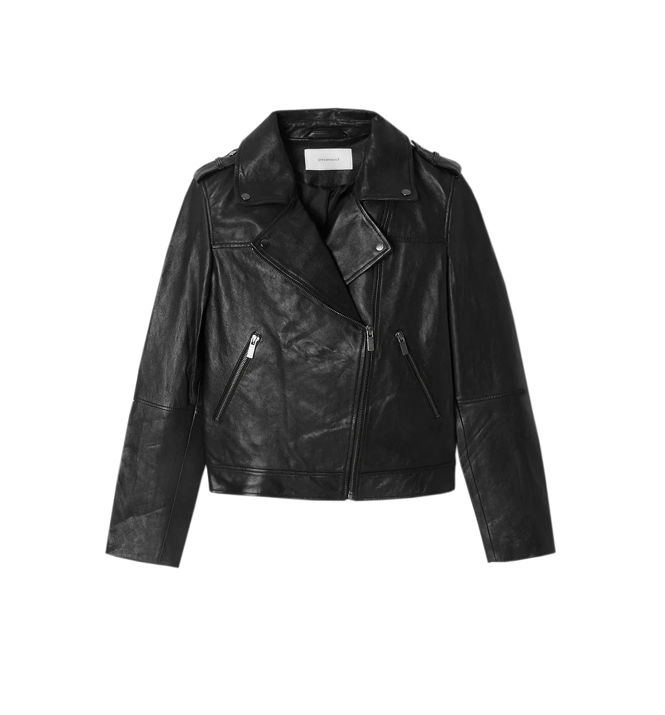 Women's Black Leather Rock Biker Jacket