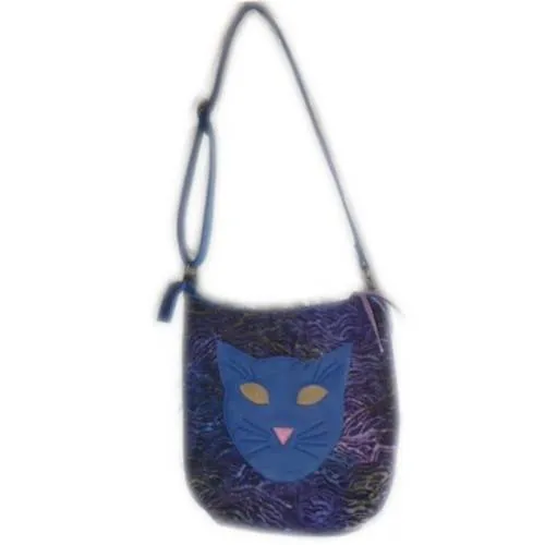 Blue cat head crossbody bag