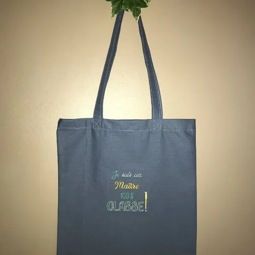 Blue denim tote bag master, 100% classy.
