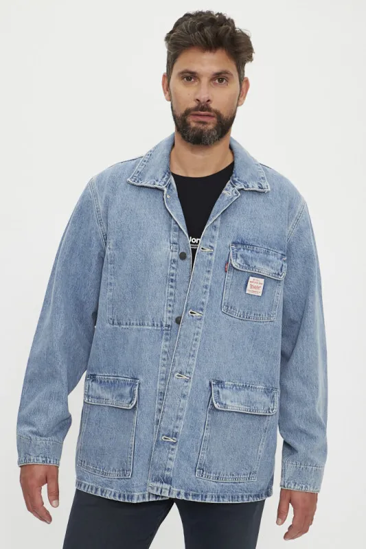 Blue denim work jacket