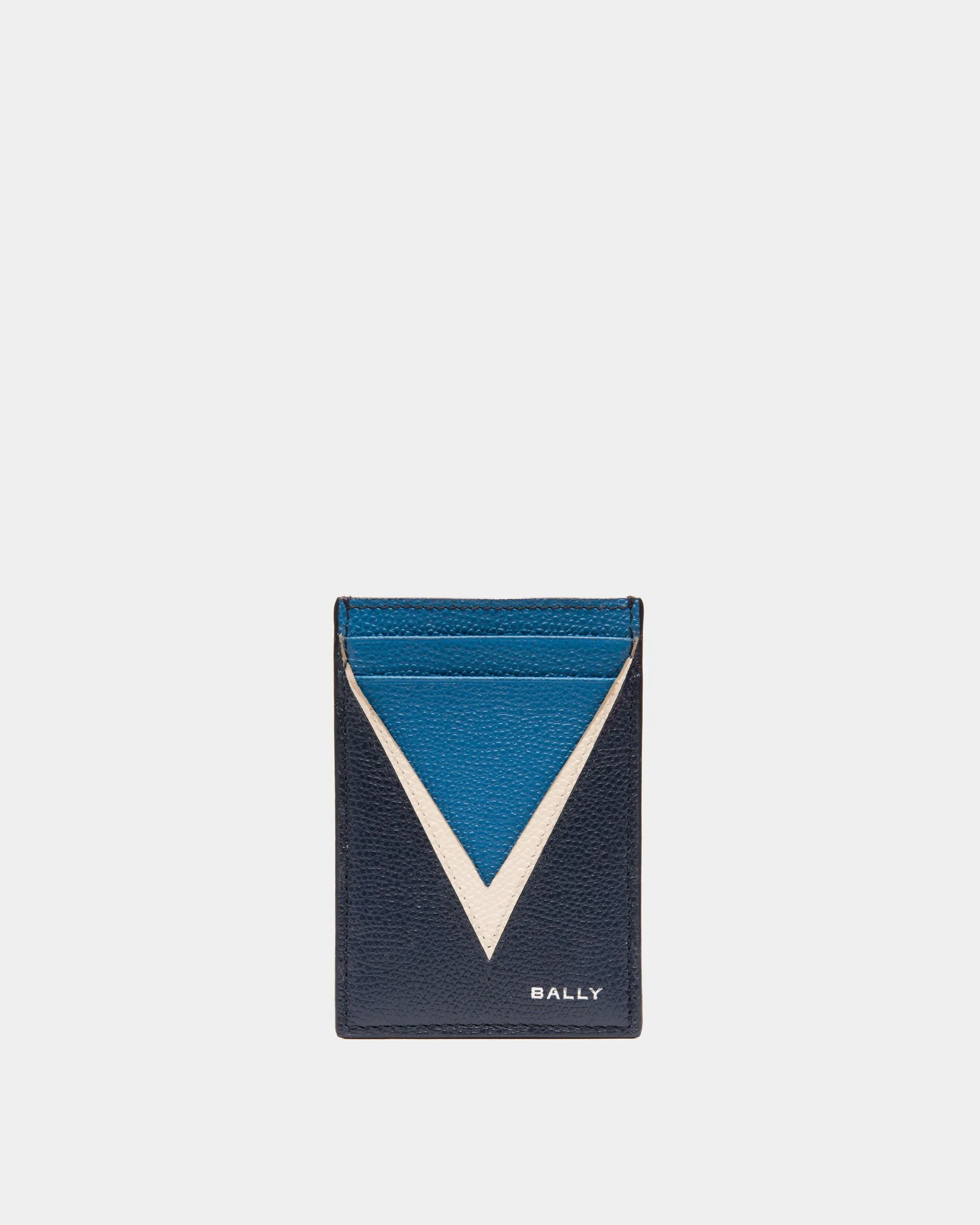 Blue Leather Flag Card Holder