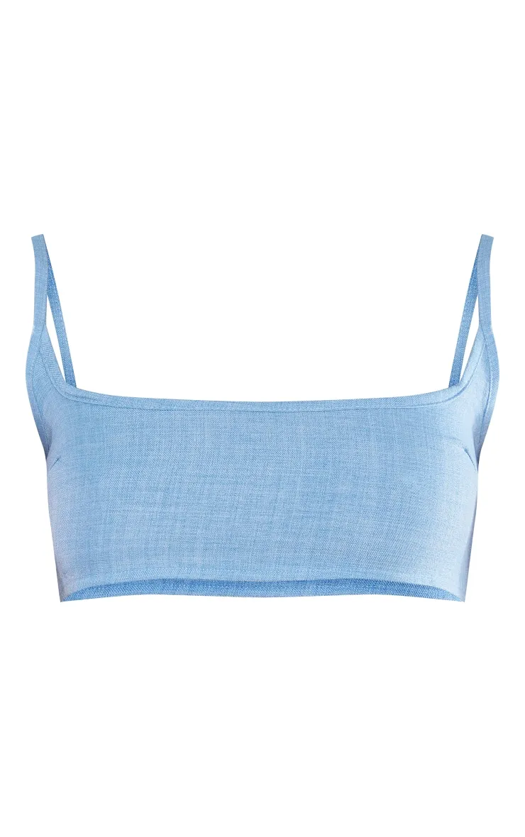 Blue Linen Strappy Bralette