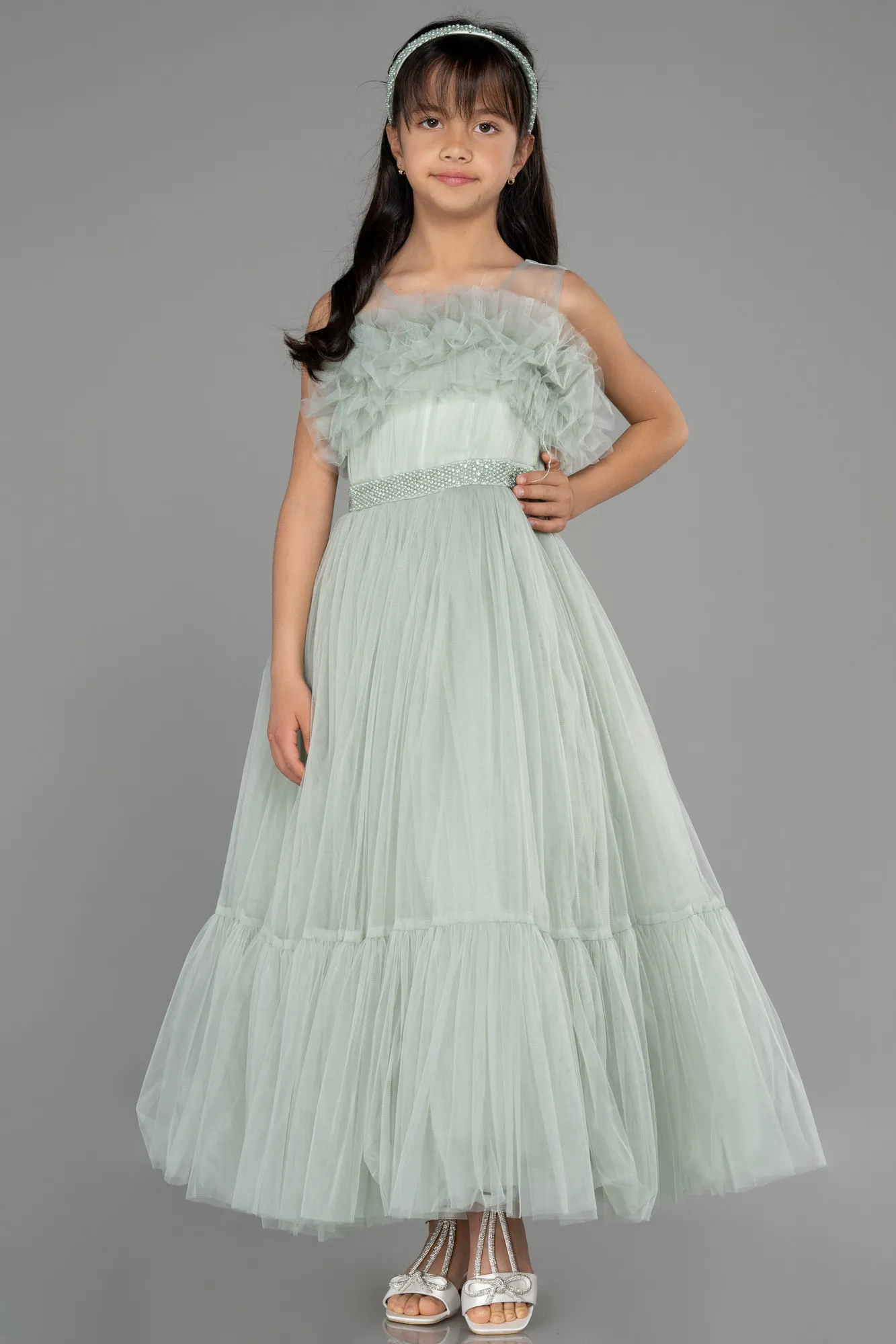 Blue Long Children's Evening Gown ABU3726