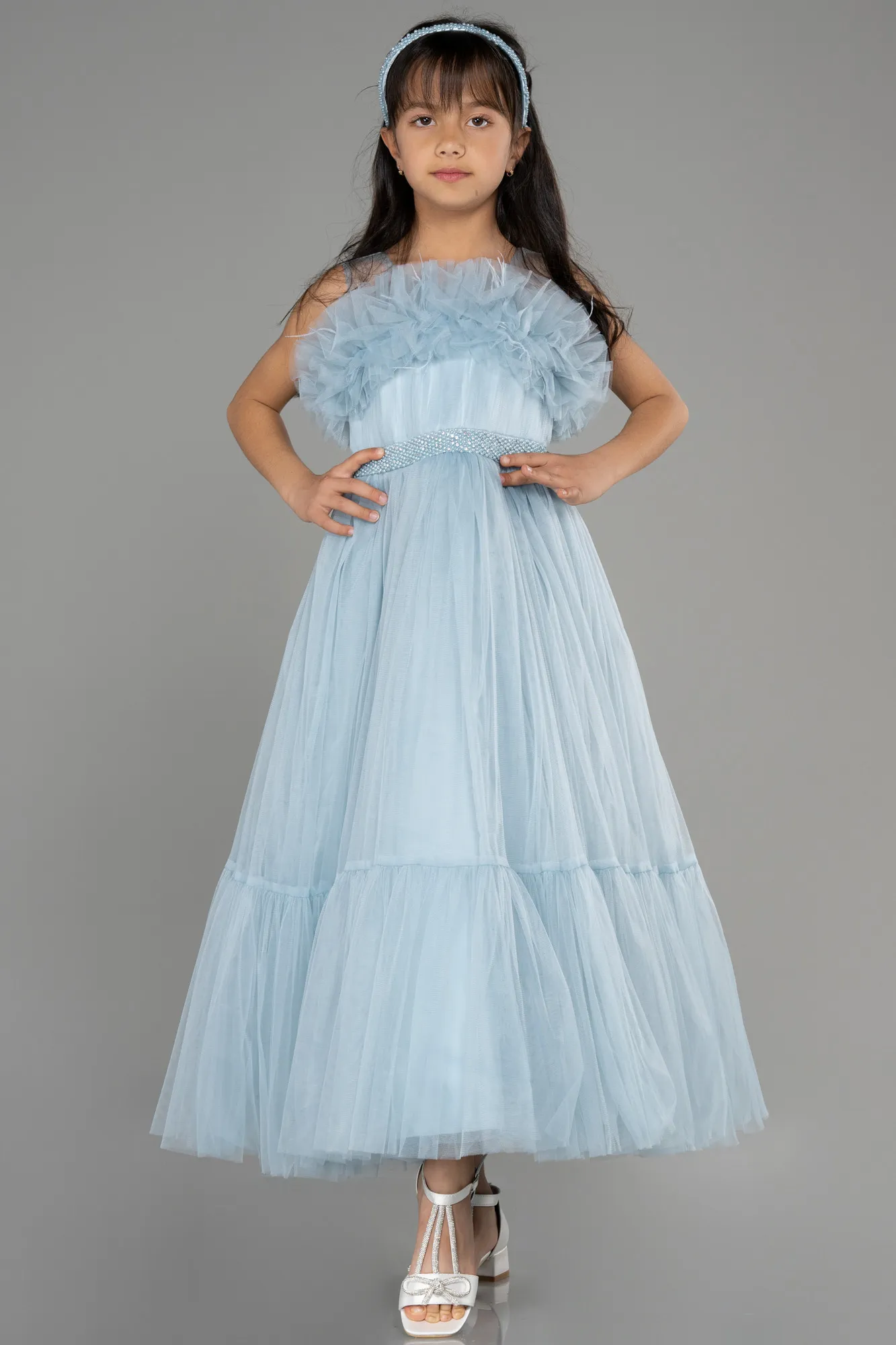 Blue Long Children's Evening Gown ABU3726