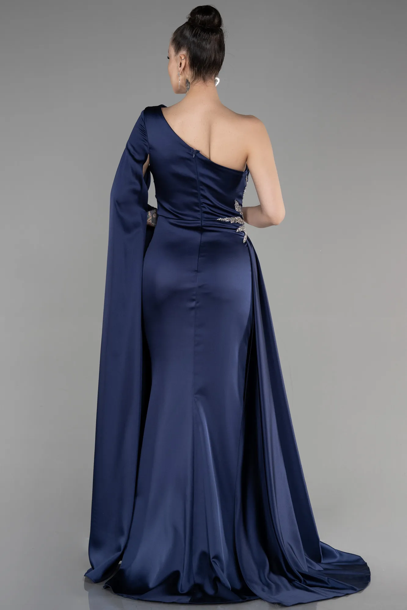 Blue Satin Long Evening Gown ABU3545