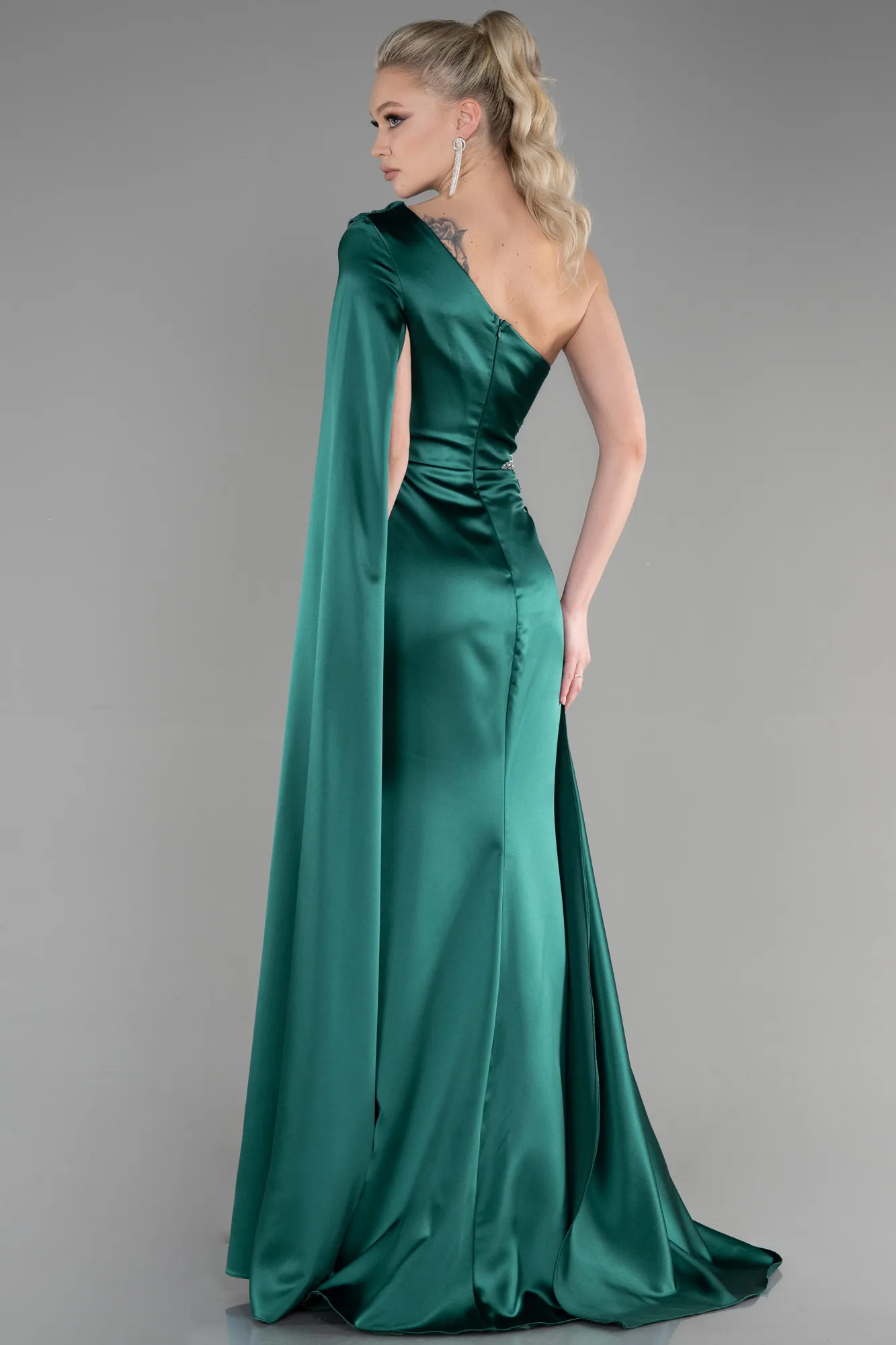 Blue Satin Long Evening Gown ABU3545