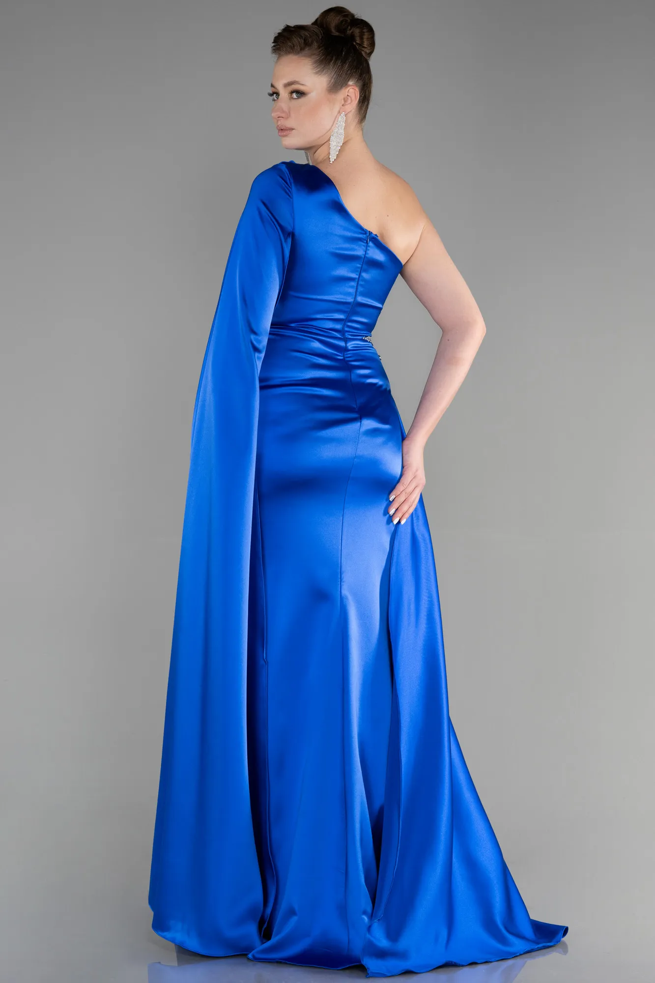 Blue Satin Long Evening Gown ABU3545