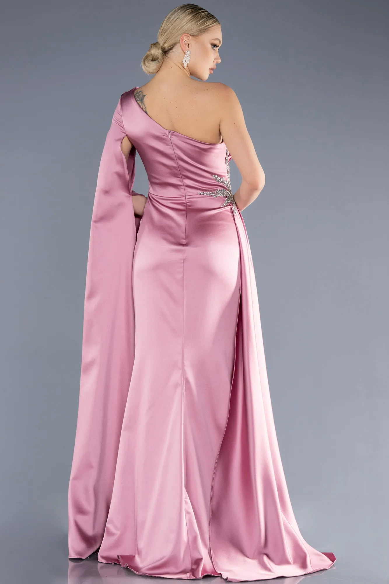 Blue Satin Long Evening Gown ABU3545