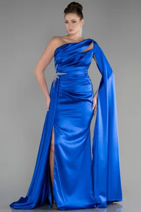 Blue Satin Long Evening Gown ABU3545