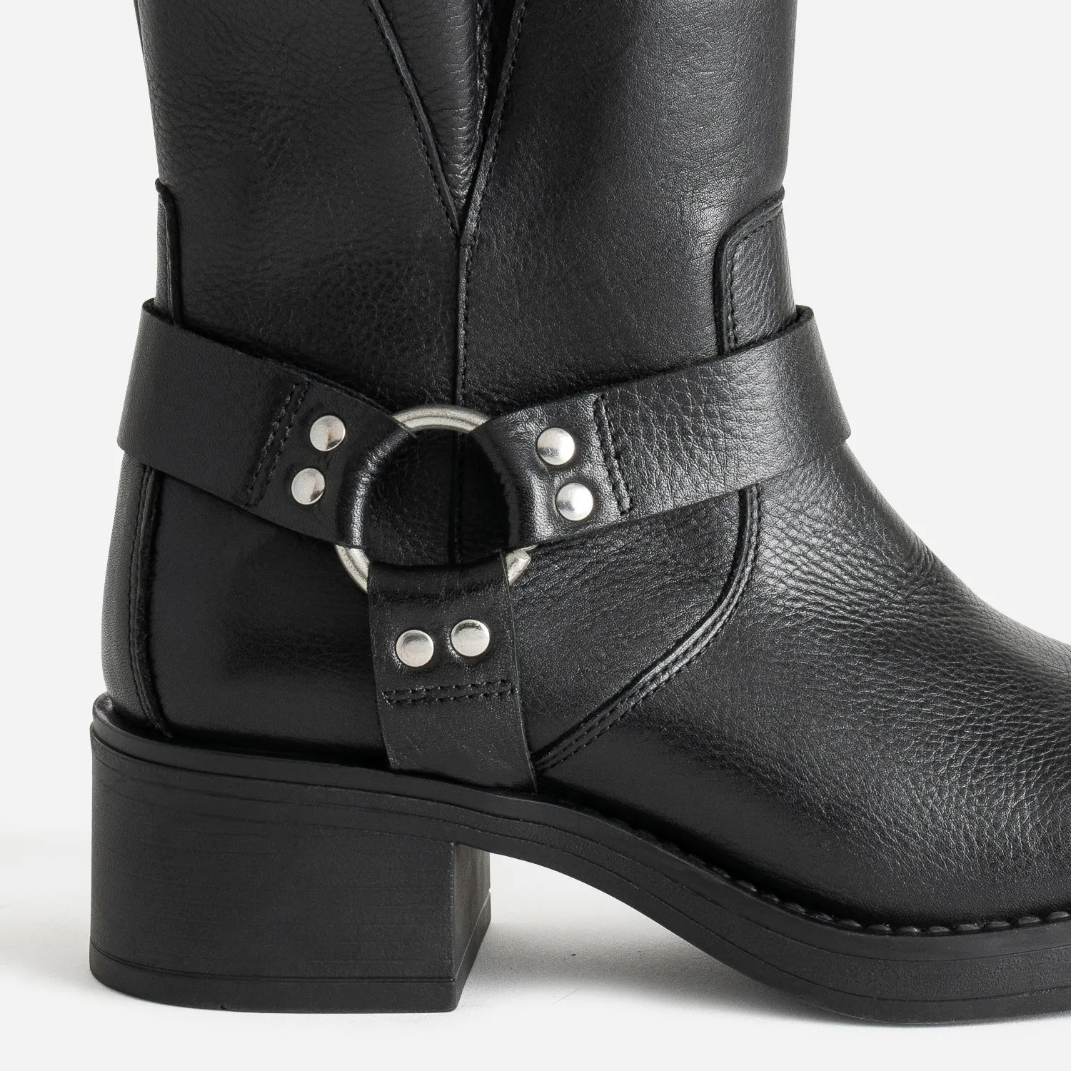 Black leather TEXTO motorcycle boots - Women's Boots / Booties | ERAM