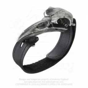 ALCHEMY GOTHIC Leather Metal Raven Head Bracelet