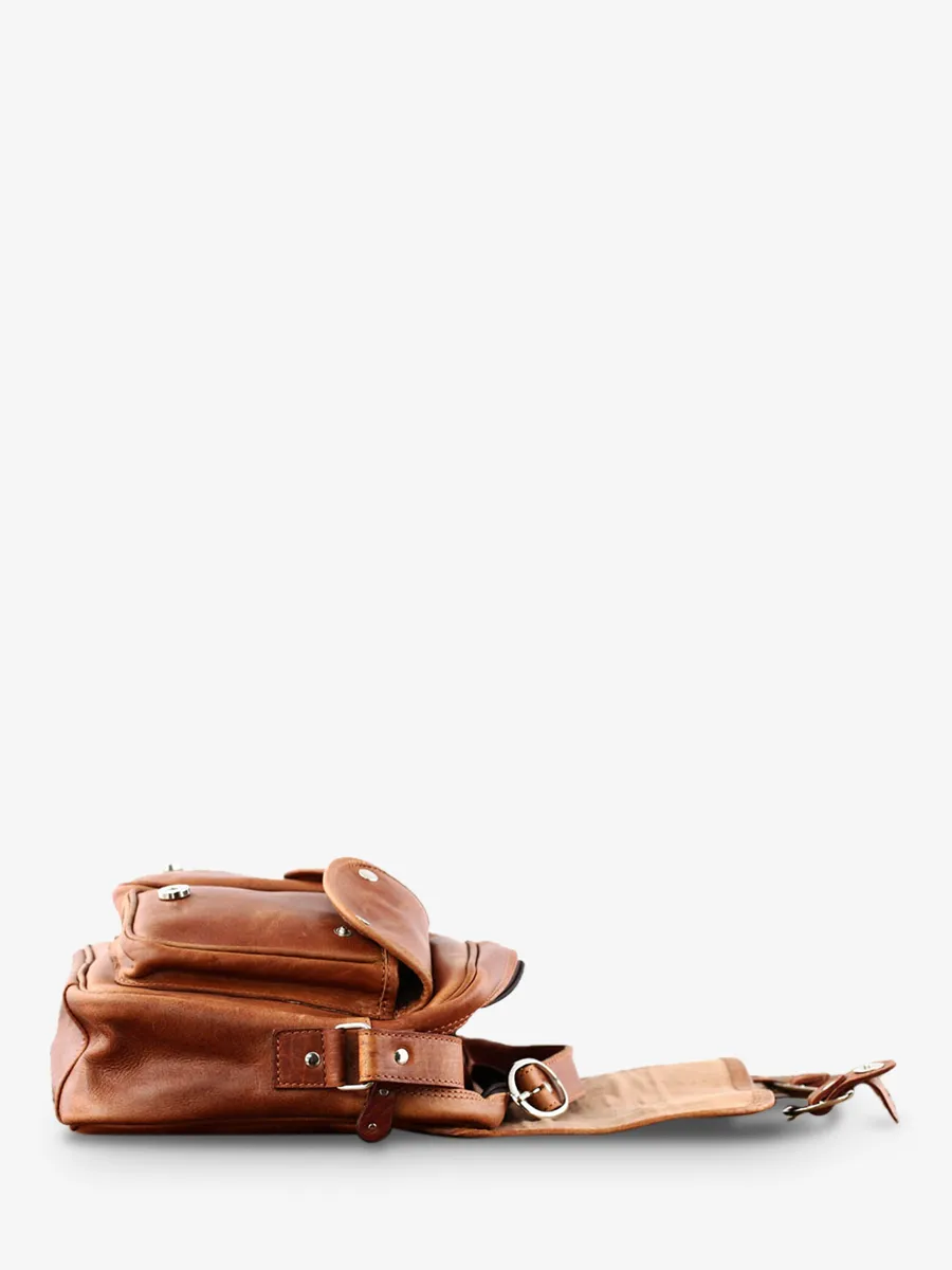 Brown Leather Shoulder Bag LeRouen - Natural