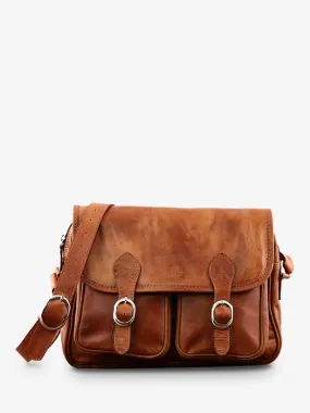 Brown Leather Shoulder Bag LeRouen - Natural