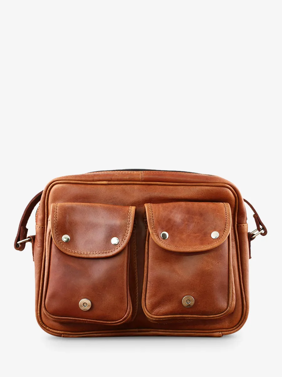 Brown Leather Shoulder Bag LeRouen - Natural